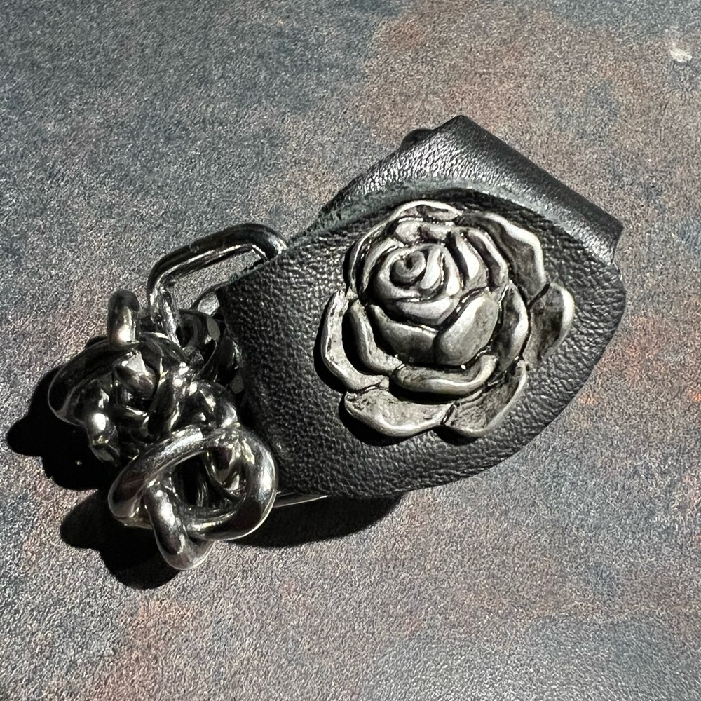 Leather Chain Purse Connector Rose Detail Biker Bag Charm Vintage Goth Punk Y2K